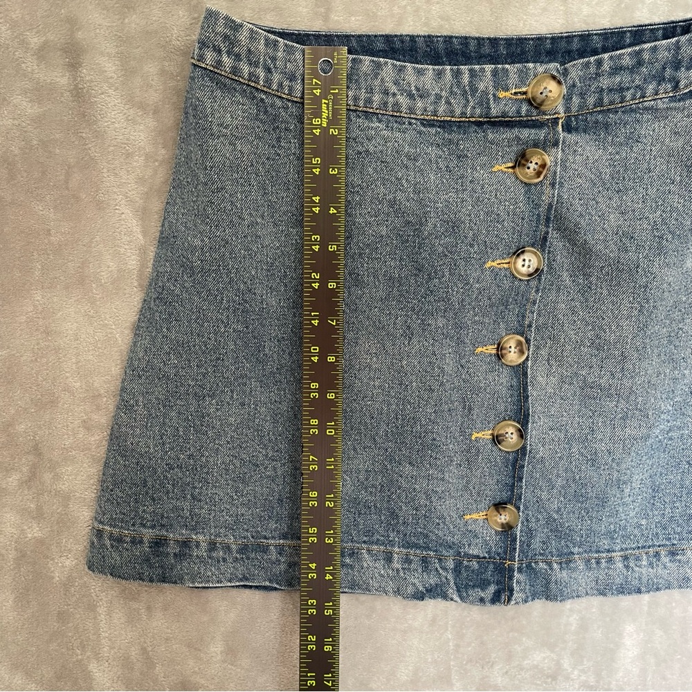 Lulus Denim Skirt Womens Small Blue Jean Button Front Mini Cotton Wrap Style - Picture 4 of 8